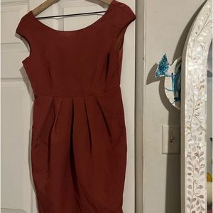 H&M rust colored metallic sheen dress